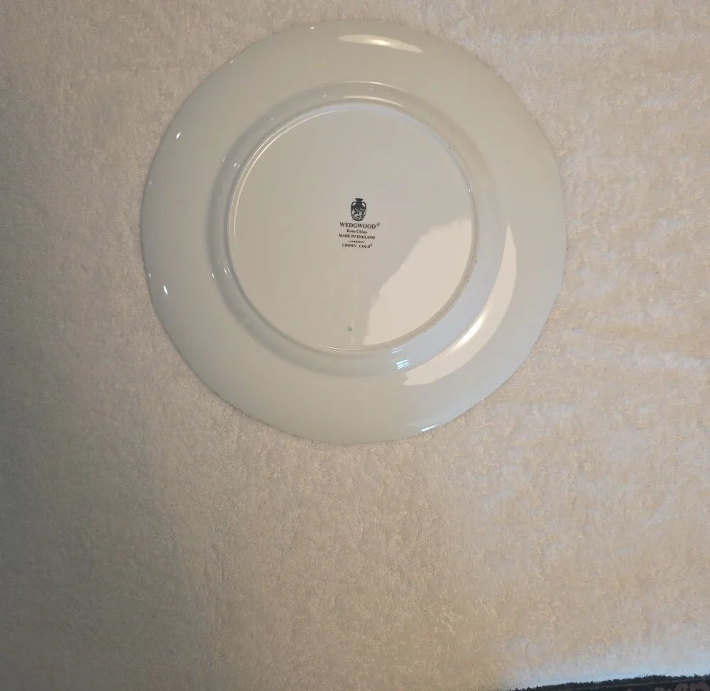 Wedgwood Bone China Elegant White Porcelain Dinner Plate with Gold Trim